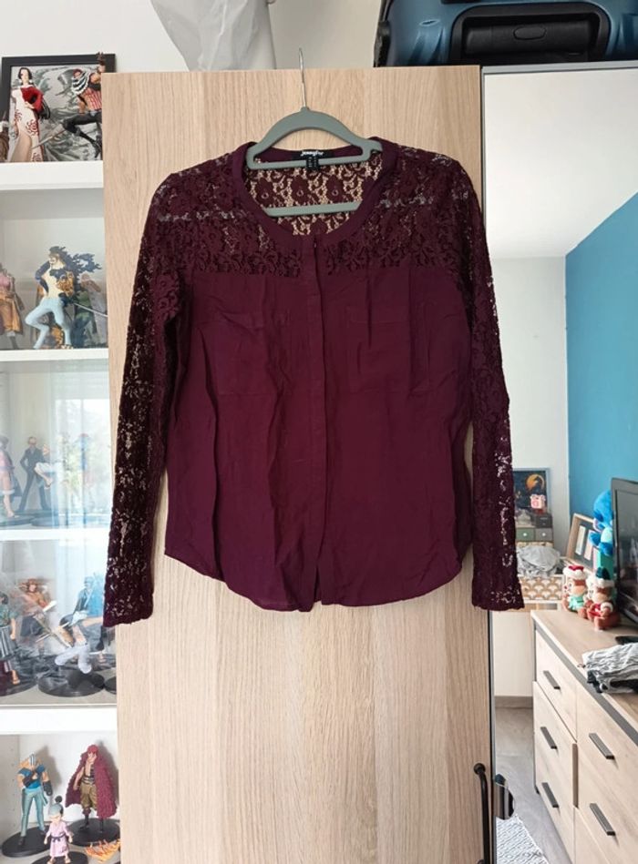 Chemiser blouse bordeaux violet prune Jennyfer - Taille S 36