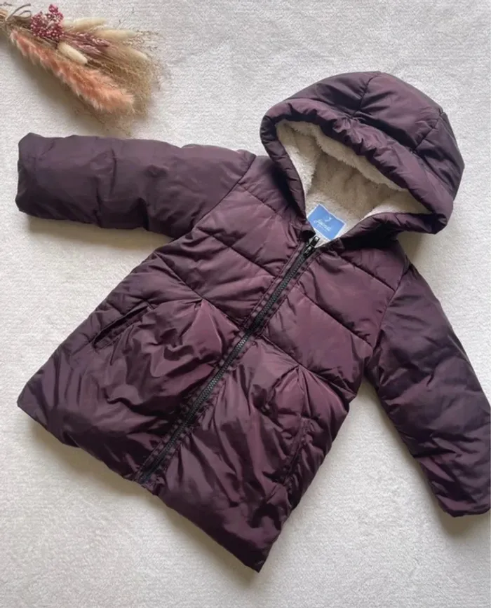 Manteau à capuche couleur prune 36 mois - Jacadi - photo numéro 5