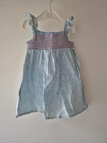 Robe d'été à bretelles bleu et des soleils blanc bébé fille 12 mois 80 cm In Extenso