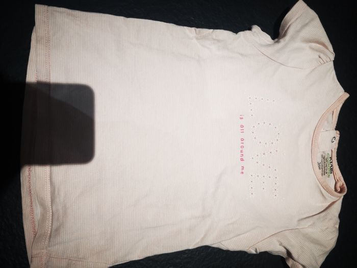 T shirt manches courtes rayé rose pâle 36 mois