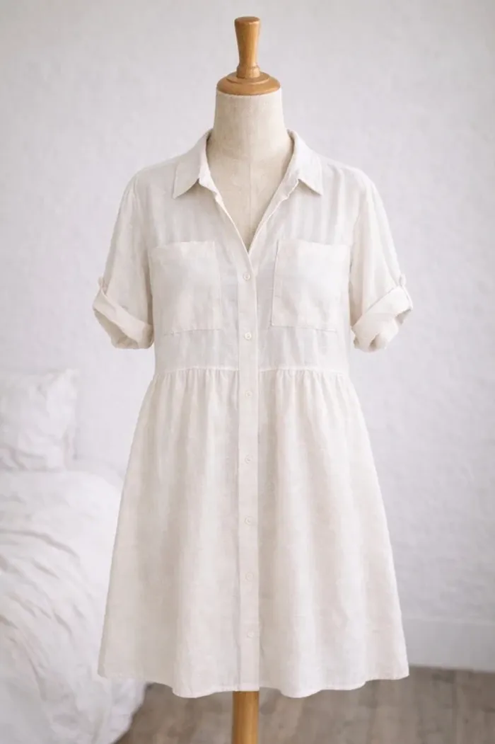 Robe chemise blanche en lin Neuve Primark Taille 46
