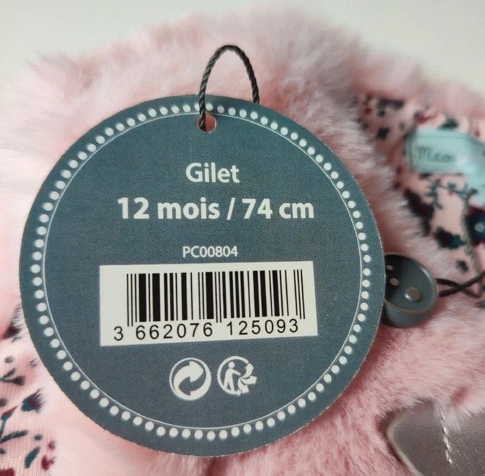 Gilet rose sans manches doublure coton 12 mois Lili marelle - photo numéro 2