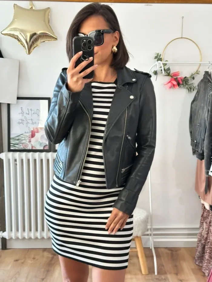 Perfecto en cuir Maje taille 36 noir - photo numéro 5