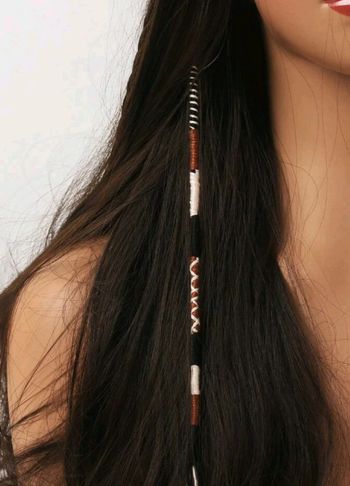 Clip lien tissé beige, noir, marron pour cheveux longs