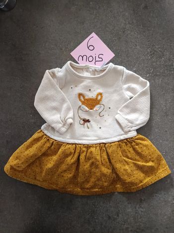 Robe crème et moutarde 6 mois