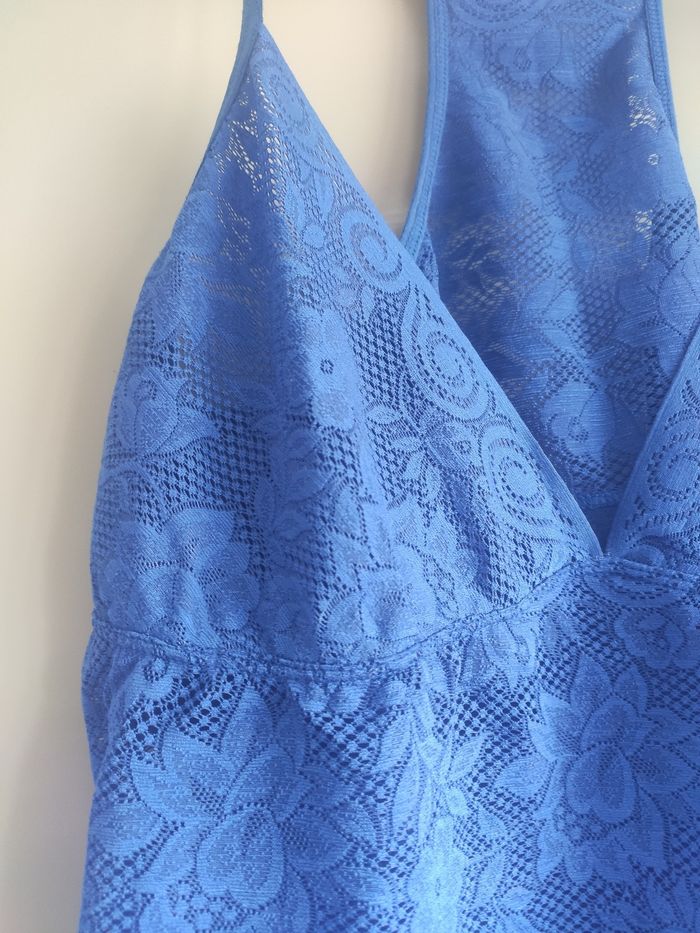 H&M top débardeur bleu dentelle M - photo numéro 2