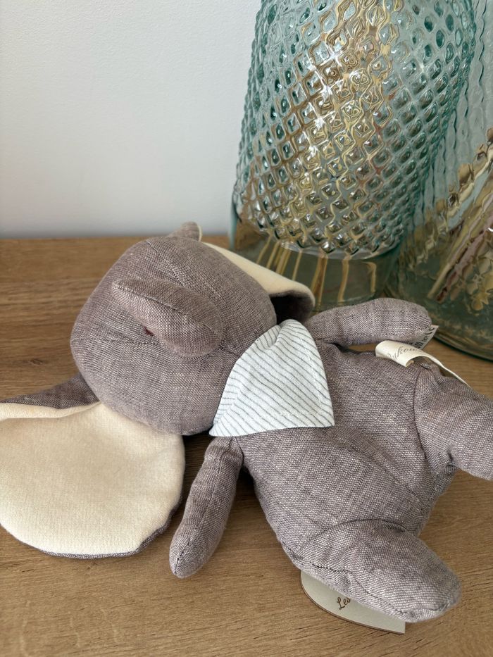 Peluche éléphant lin gris Abbas - photo numéro 9