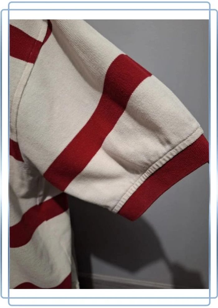 Polo tommy hilfiger blanc et rouge manche courte 100% coton - taille L brodé (35) - photo numéro 5