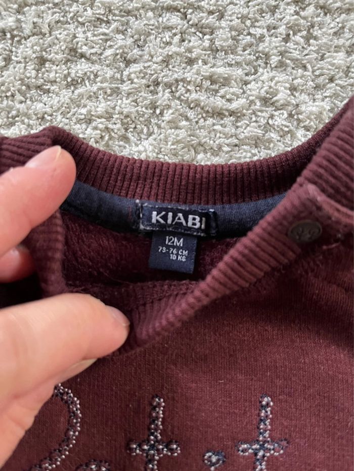 Pull bordeaux « Petit mec » Kiabi taille 12 mois - photo numéro 6