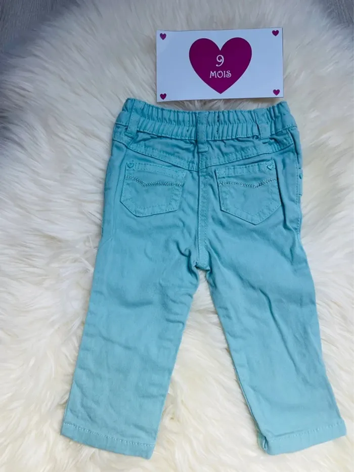 9 mois - pantalon bleu ciel - photo numéro 4