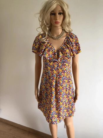 Robe imprimée fleurie neuve à manches courtes Molly Bracken taille XS (valeur 62€)