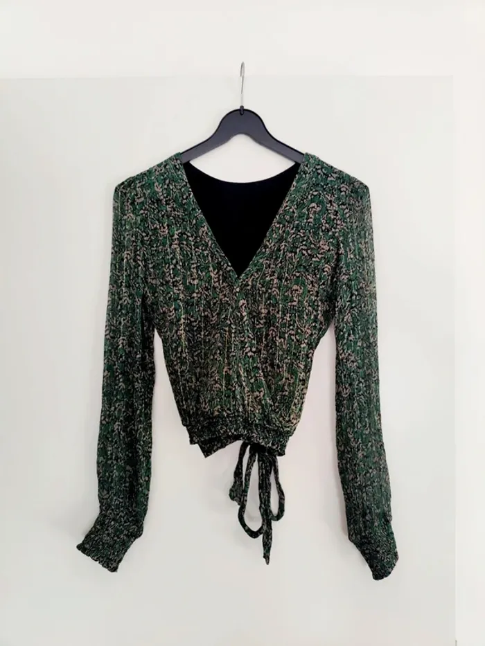 Blouse imprimée python verte lurex kookai 34