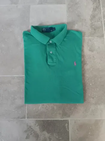 Polo Ralph Lauren homme L vert logo rose excellent état