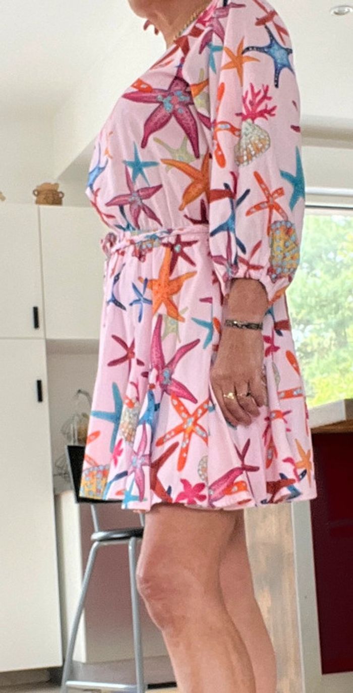 Loavies Jolie robe rose a imprimé graphique hyper fraîche à porter toutes saisons taille 38 - photo numéro 6