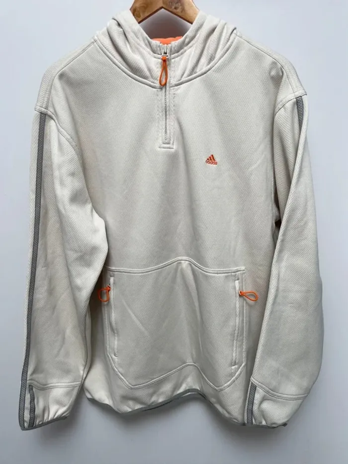 Adidas vintage beige orange quarter zip hoodie Mens M