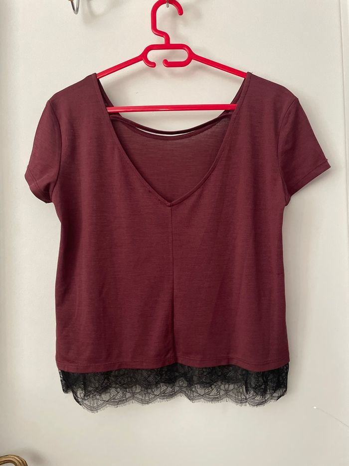 T-shirt Bordeaux et noir femme / Pimkie - photo numéro 3