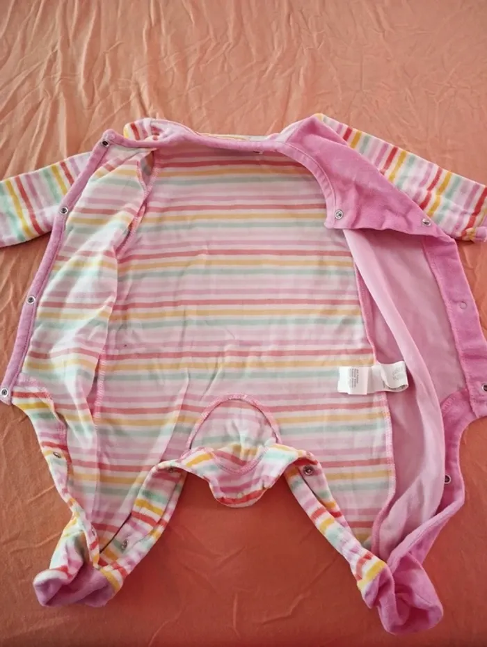 * Pyjama chaud bicolor rose glace et rayé T6M Prémaman - photo numéro 4