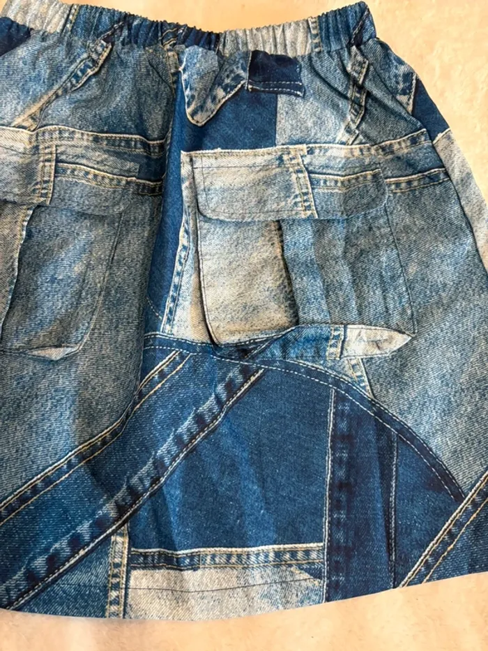 Jupe enfant effet patchwork jean – Shein, taille 9 ans - photo numéro 3
