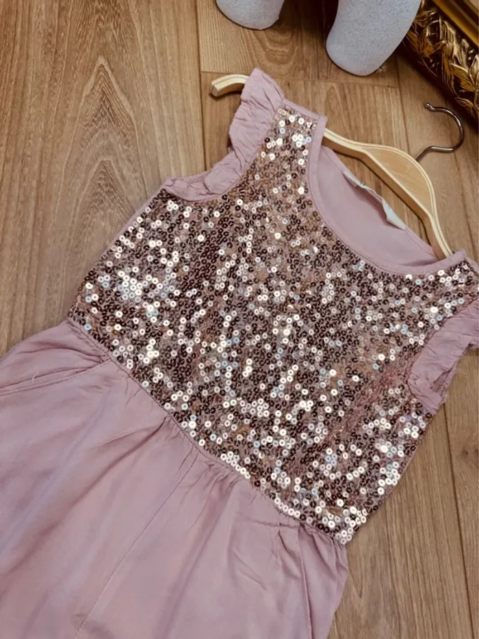 Taille 3-4 ans Salopette cérémonie fille H&M rose doré * Sequins * 🌸 - photo numéro 2