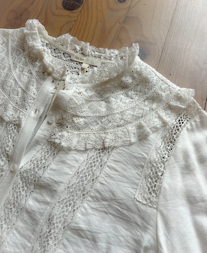Blouse chemise blanche maje dentelle T3 - photo numéro 3