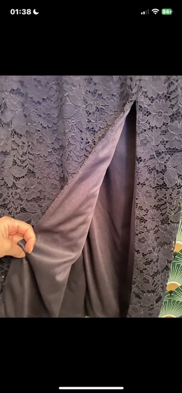 Nouvelle robe en dentelle bleu marine zara nouvelle collection taille L - photo numéro 8