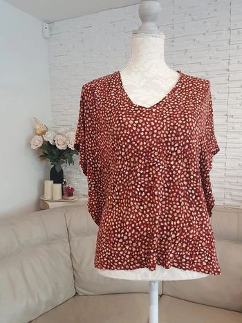 Haut blouse rouge jaune H&M taille XS 34