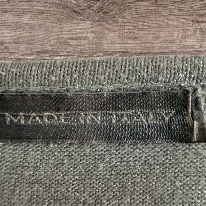Blouse manches longues gris argenté avec strass noir made in italy taille 40 L - photo numéro 2