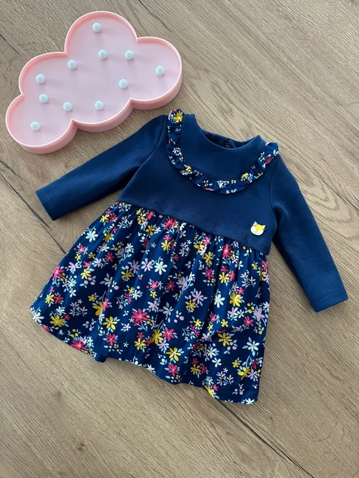 Robe bleue fleurie 9 mois