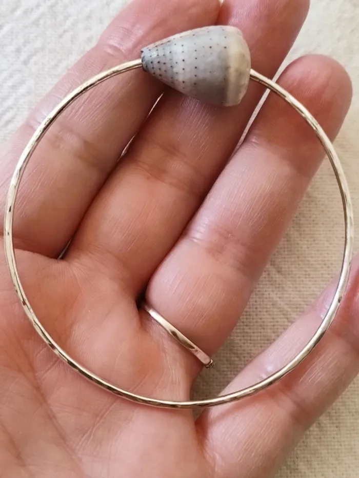 🐚 bracelet jonc argent et coquillage pièce unique 🌺Hawaï 👄