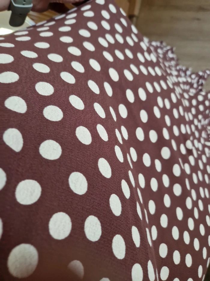 Jupe midi per una pois marron beige taille 46 - photo numéro 5