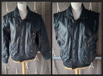 Veste en cuir véritable transformable en veste sans manches taille 46 Italien (taille L FR)
