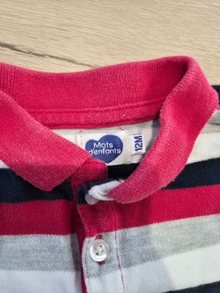 Polo manches longues à rayures, Mots d'enfants, 12 mois - photo numéro 3