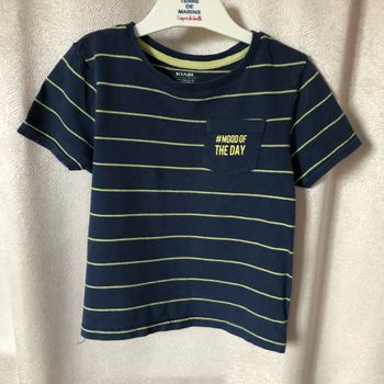 T-shirt bleu Marine rayé jaune 5 ans Kiabi