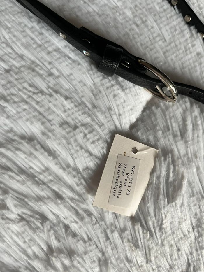 Ceinture noir fine avec strass 85 cm Neuf - photo numéro 3