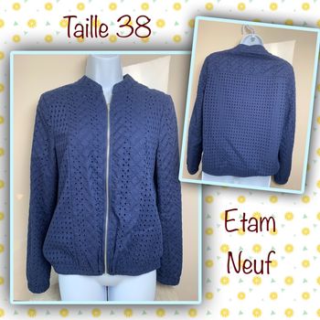 Veste légère avec broderie anglaise - taille 38 - neuf