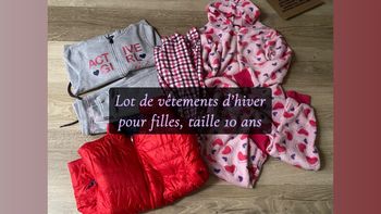 lot de vêtements pour filles, hiver, taille 10 ans