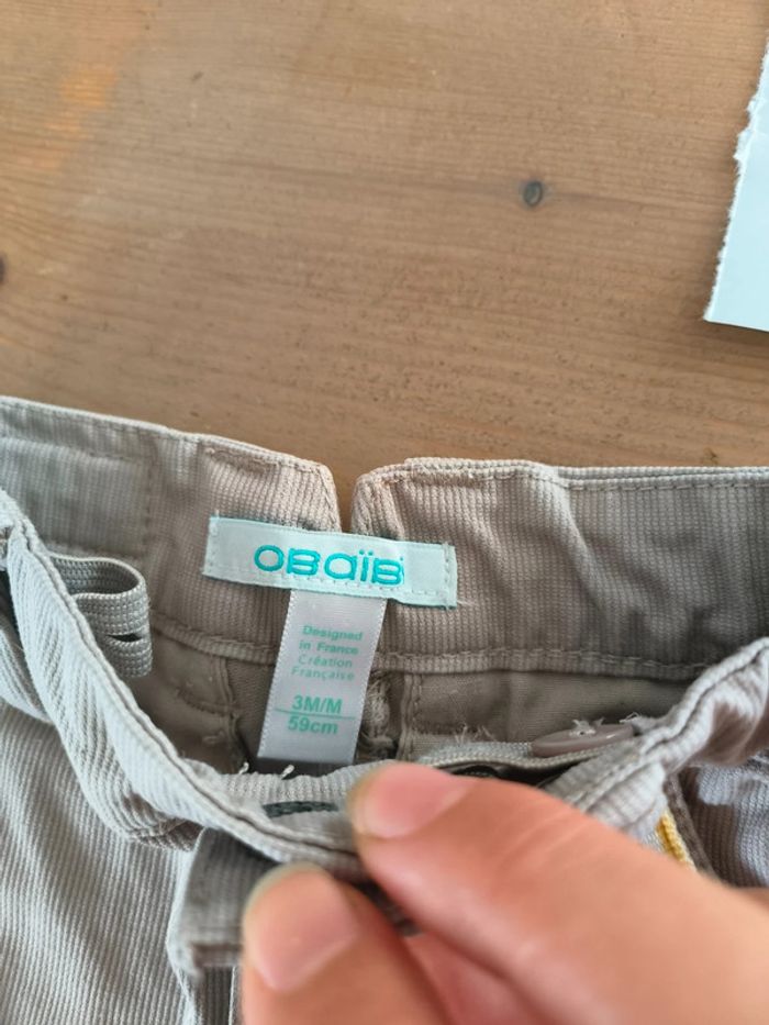 Lot 2 pantalons Obaïbi garçon 3 mois - photo numéro 2