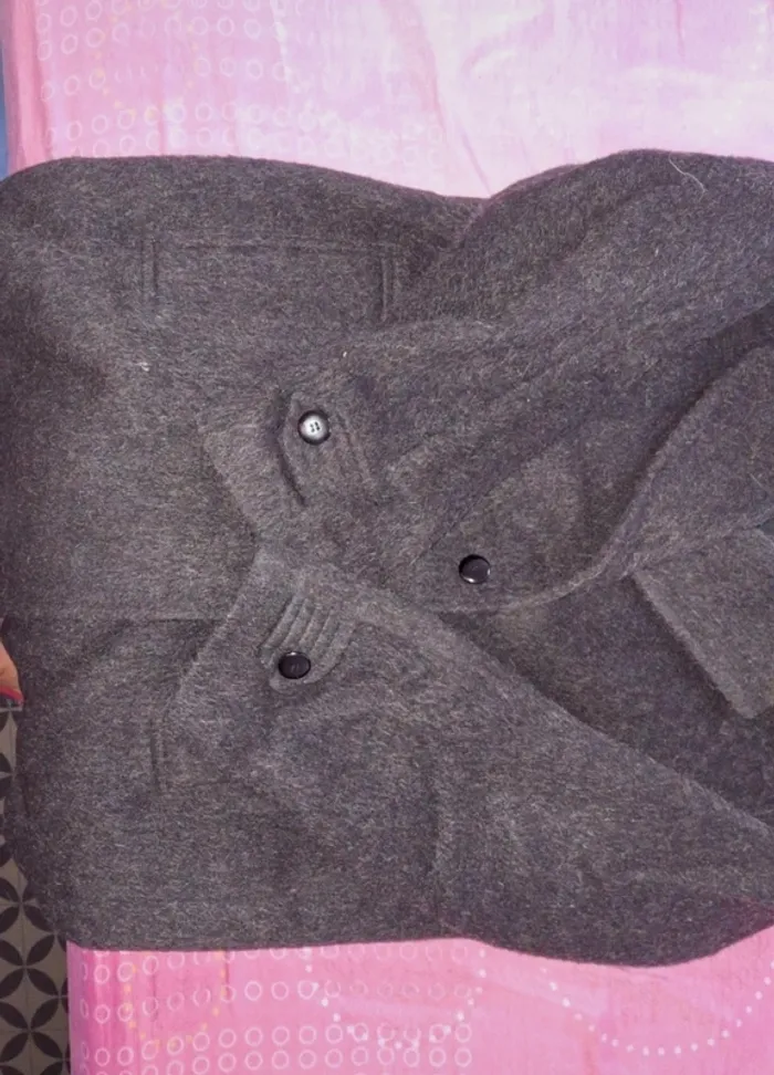 Manteau laine gris foncé noir - photo numéro 4