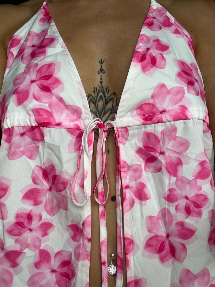 Top dos nu été, rose et blanc - photo numéro 3