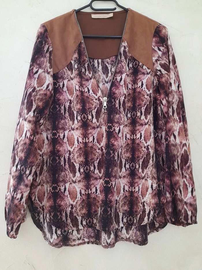 Chemise ton violet beige