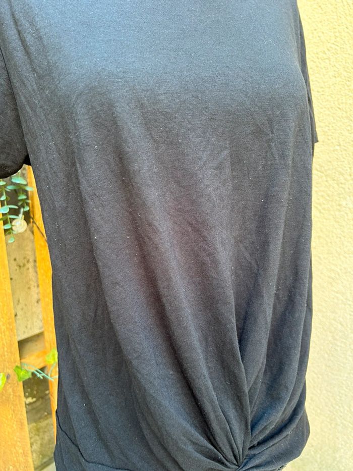 T-shirt haut noeud en bas  noir camaïeu femme taille M -38 été - photo numéro 2