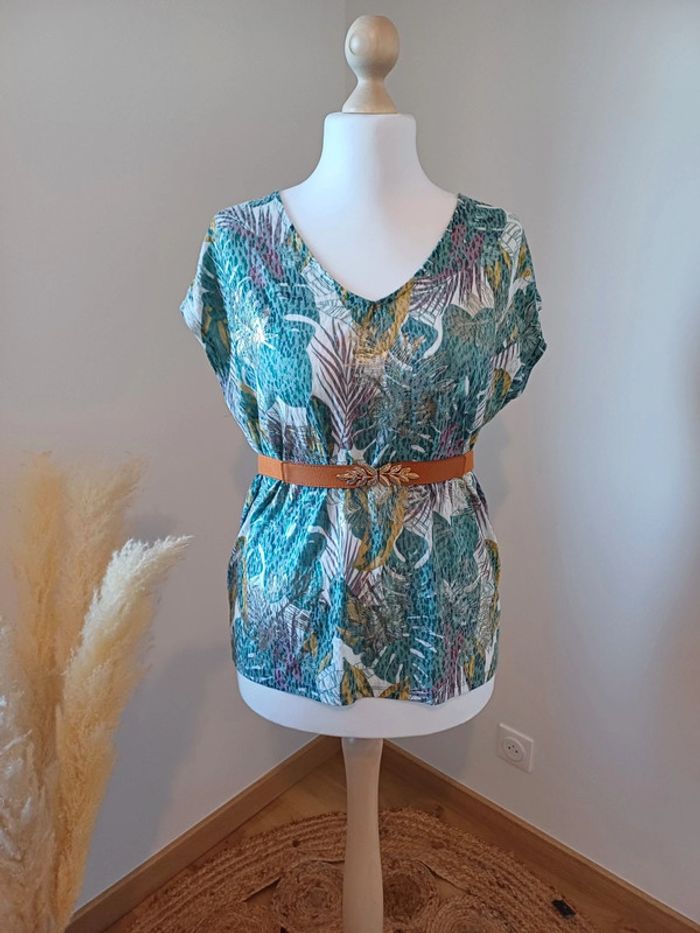 Blouse colorée avec imprimé feuilles Promod taille L 40