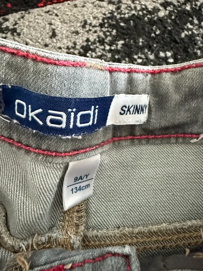 Jeans skinny gris  okaidi taille 9 ans - photo numéro 3