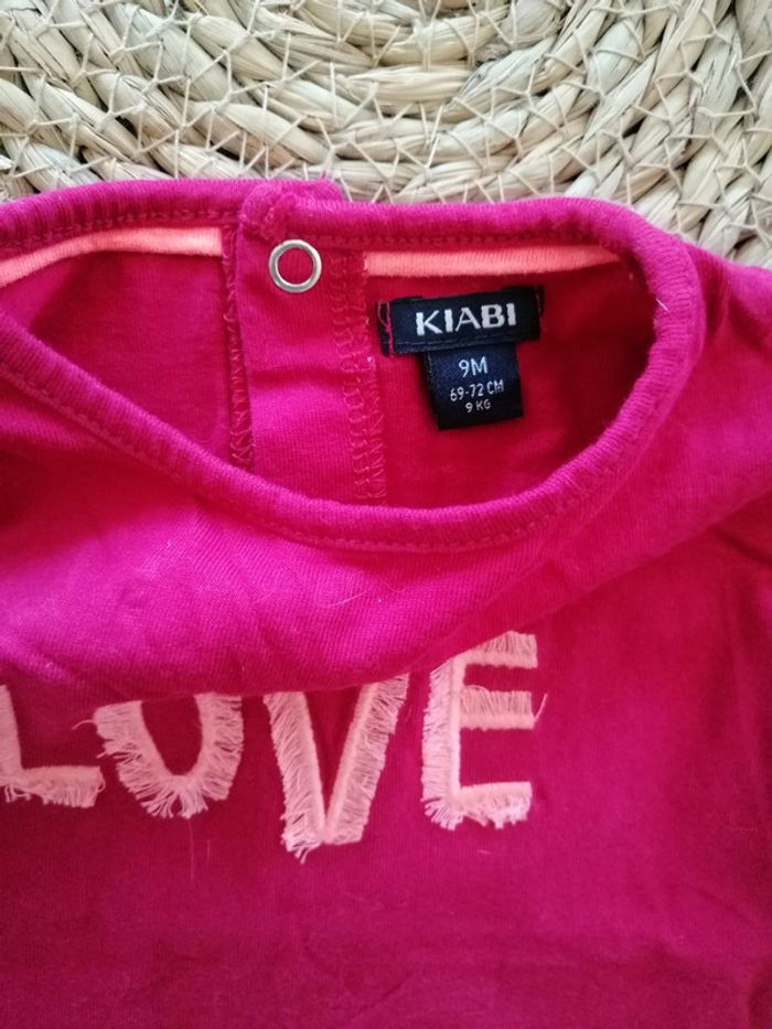 Tee-shirt fille rose LOVE Kiabi 9 mois - photo numéro 2