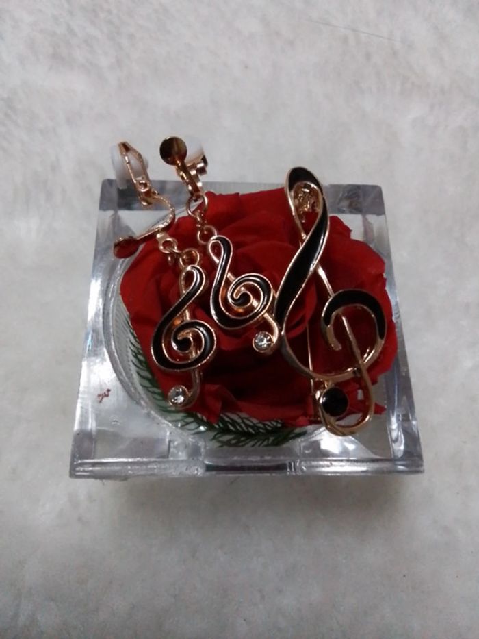 Parure clips d oreilles et broche musique 🎶 - photo numéro 4