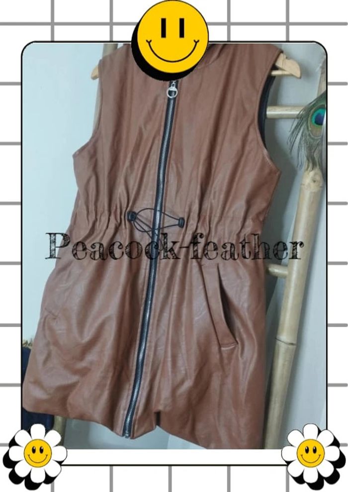 Blouson sans manches simili marron TU - photo numéro 3