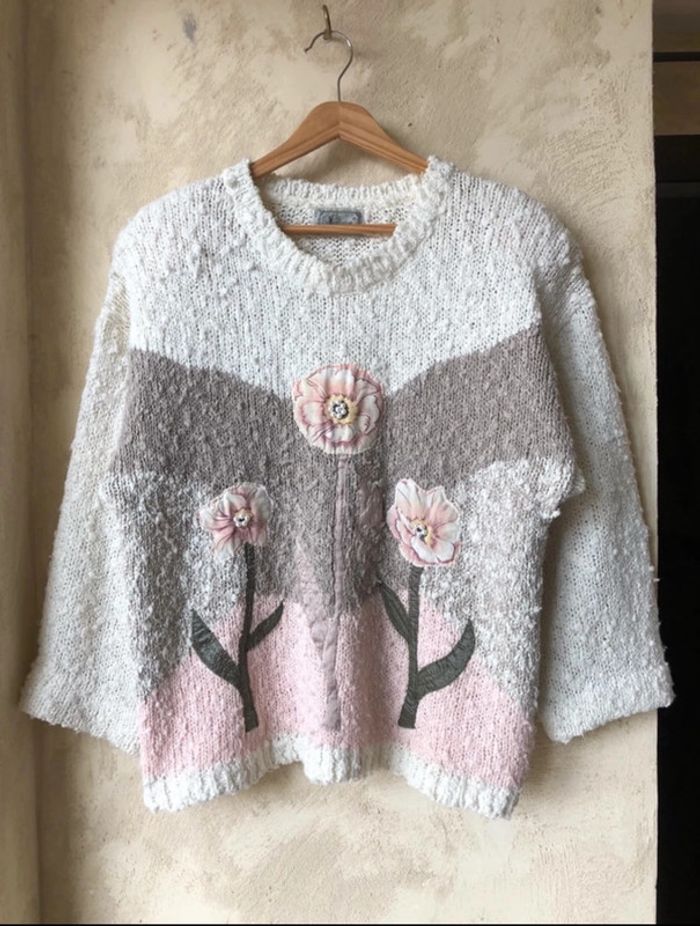 Pull à fleurs vintage TU - photo numéro 2