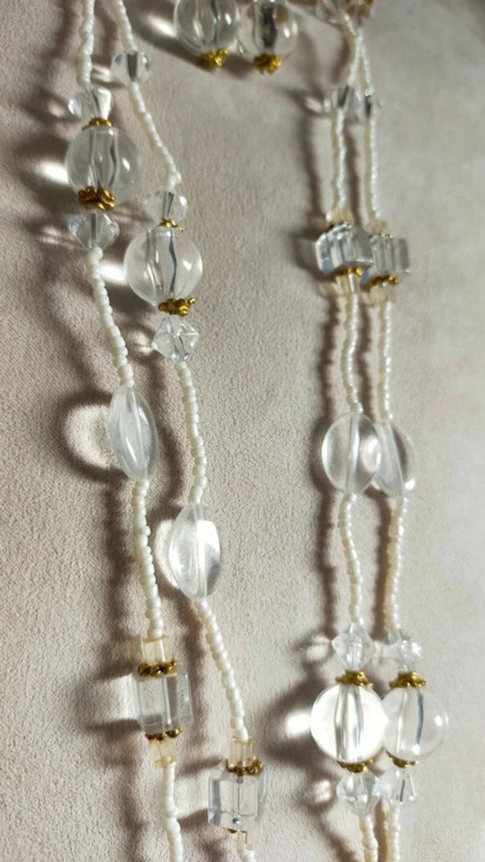 légante parure collier & boucles d’oreilles – Perles cristal & blanc nacré - photo numéro 3