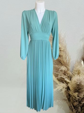 Superbe robe longue plissée femme TU 36/40 céladon 