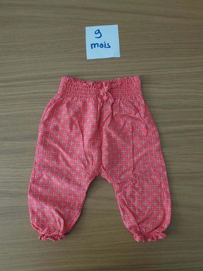 Pantalon sarouel léger corail à fleurs